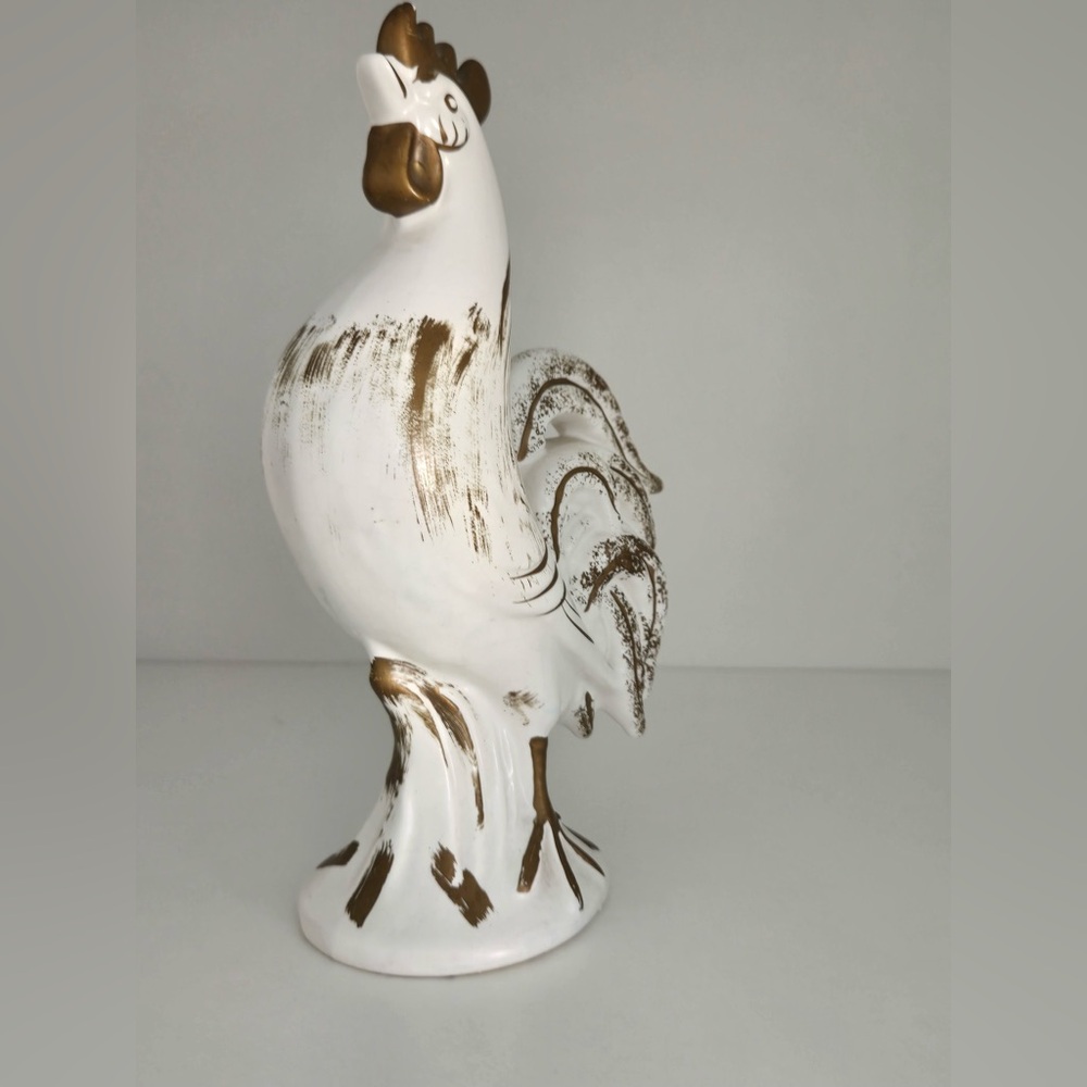 Vintage NAPCO Japan Ceramic Rooster Figurine White Gold Farmhouse Decor 7.5” - Picture 3 of 10